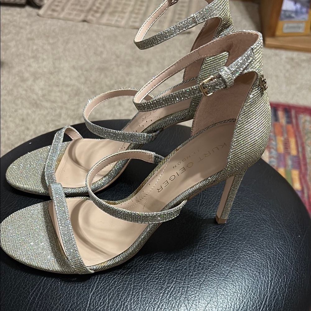 Kurt Geiger Silver Heels with Ankle Straps - Picture 2 of 10